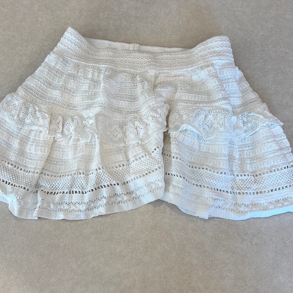 aerie White Lace Crochet Swim Coverup Skirt